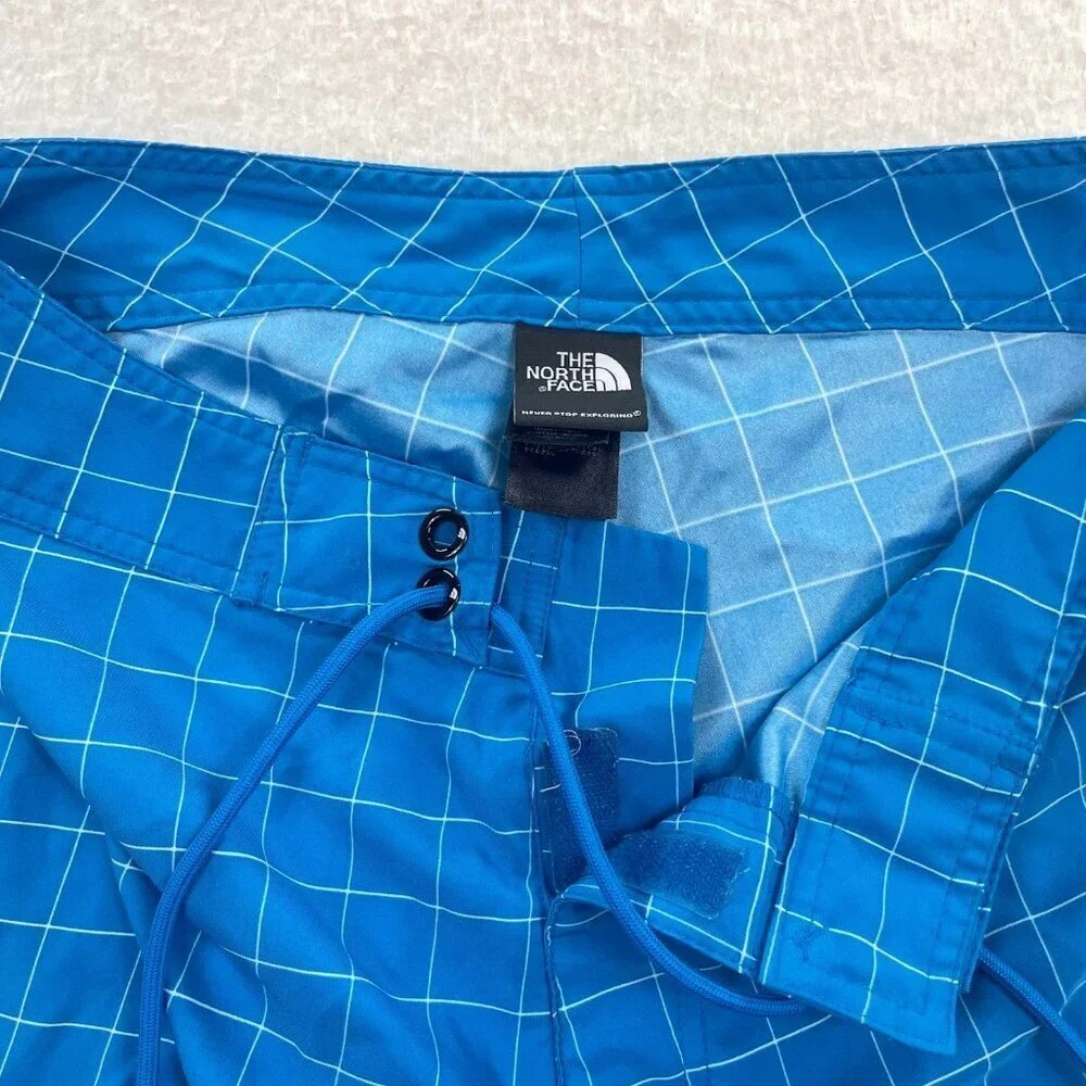The North Face Board Shorts Men's 32 Blue Swim Trunks Quick Dry Pocket Logo Surf